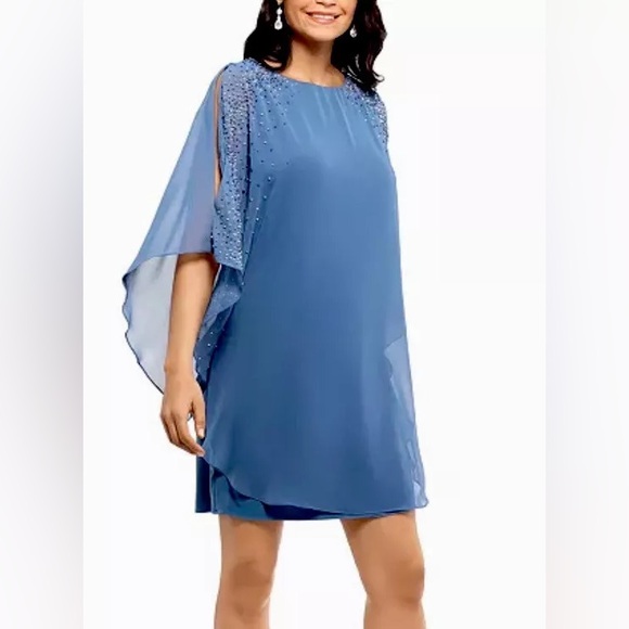 Women's Formal Dress Sz 8 Light Blue Floaty XSCAPE Studded Split Sleeve
Chiffon - Picture 2 of 15